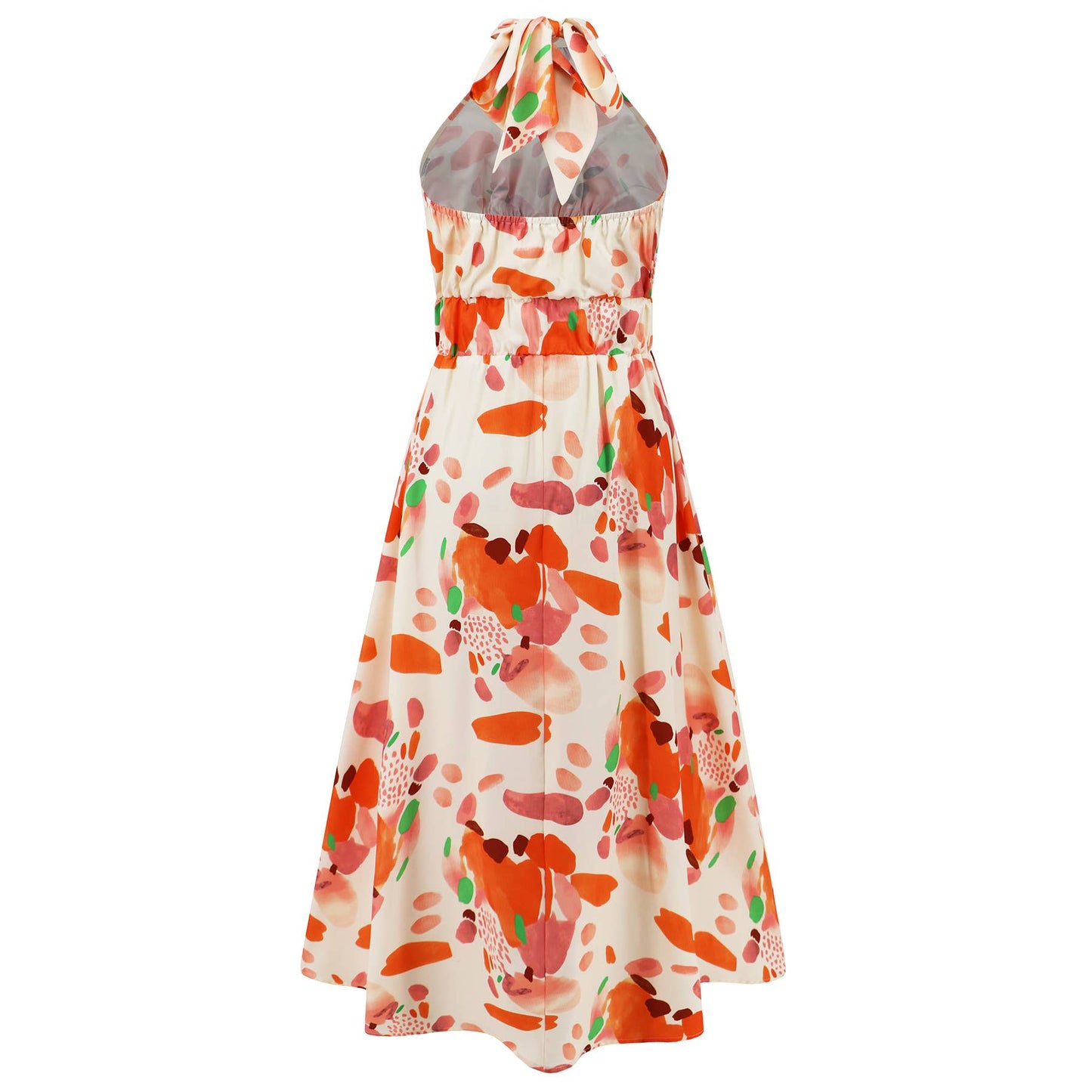 Sleeveless Halter Neck Printed Midi Dress