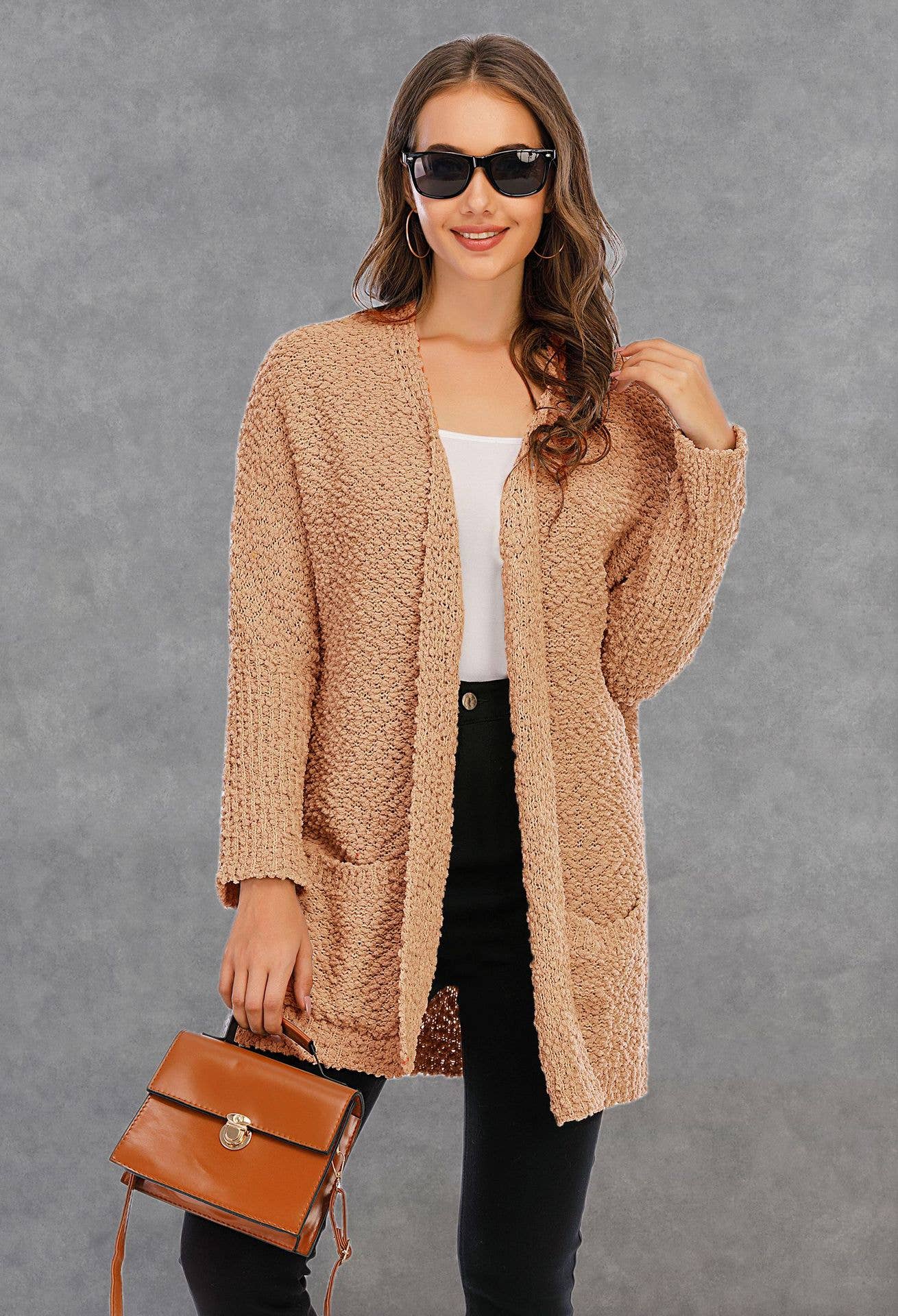 CWOSWL1044_Long Sleeve Open Front Long Cardigan Sweater