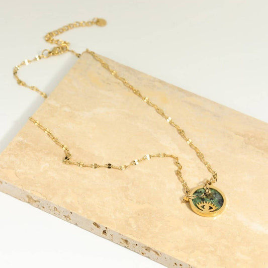 All-match devil's eye natural stone necklace_CWMM5659