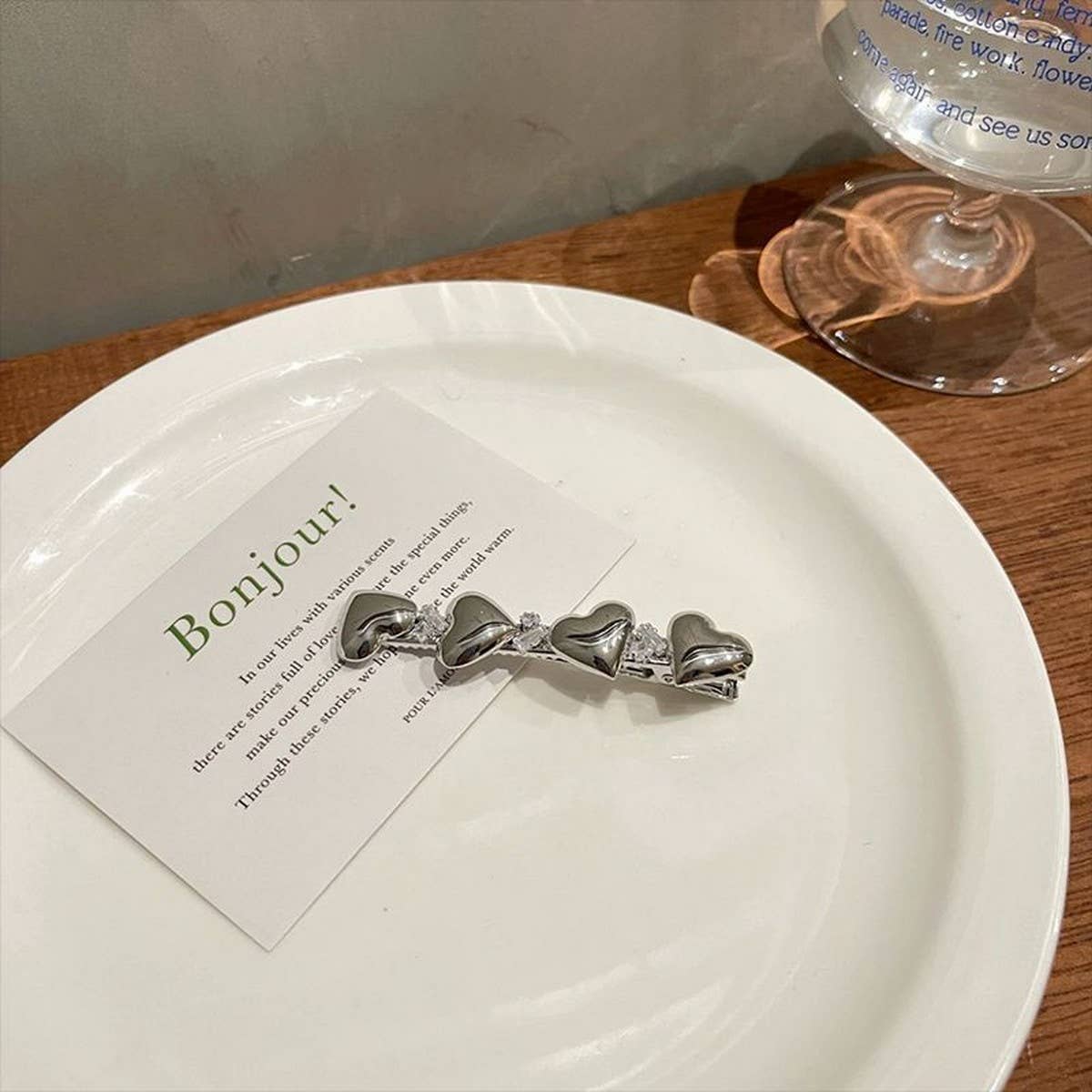 METAL ROSE HAIRPIN SIDE BANGS DUCKBILL CLIP