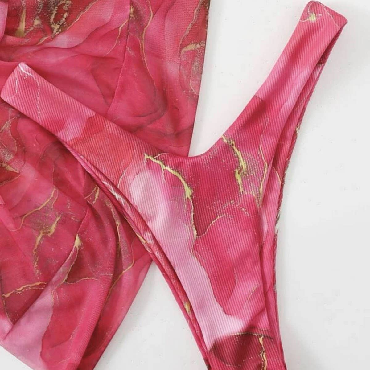 Marble Print Bikini Set - Sexy 3 Piece Swimsuit