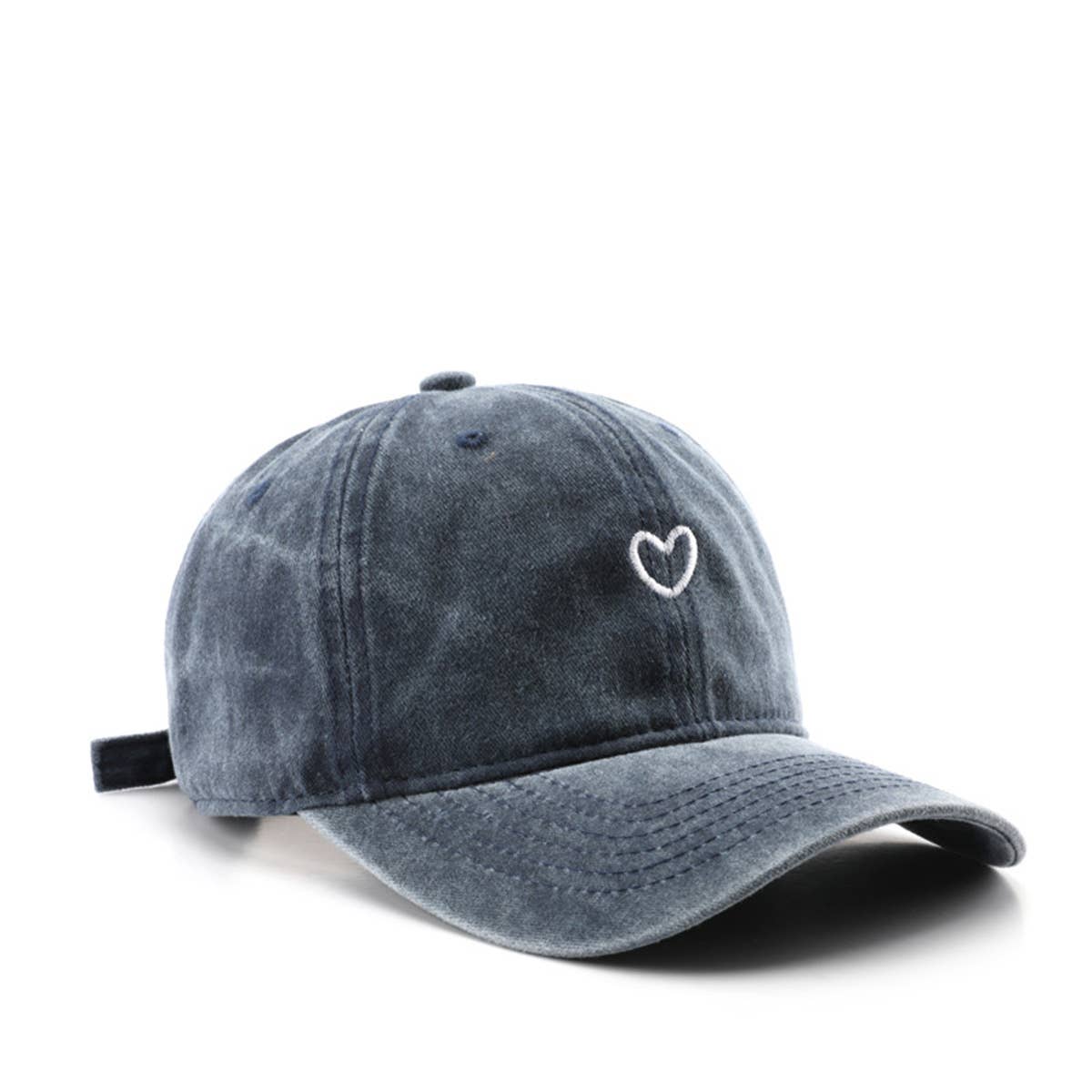 Vintage Washed Distressed Heart Embroidery Cap_CWAH1279