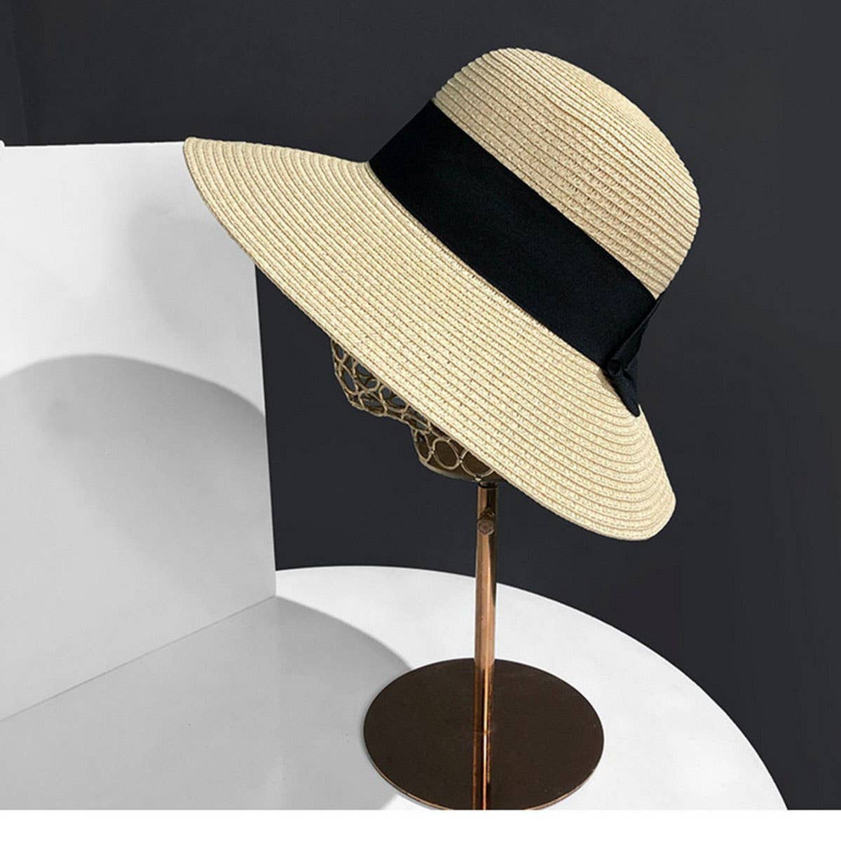 Summer Literary Bow Sunshade Straw Hat_CWAH3434