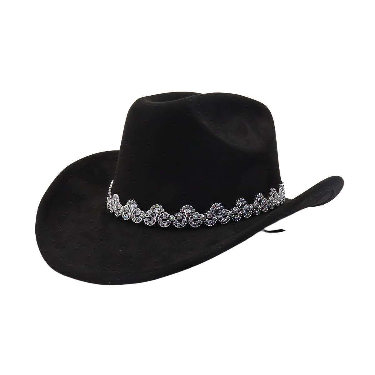 Suede Cowboy Fedora Hat Ethnic Western Style_CWAH04484