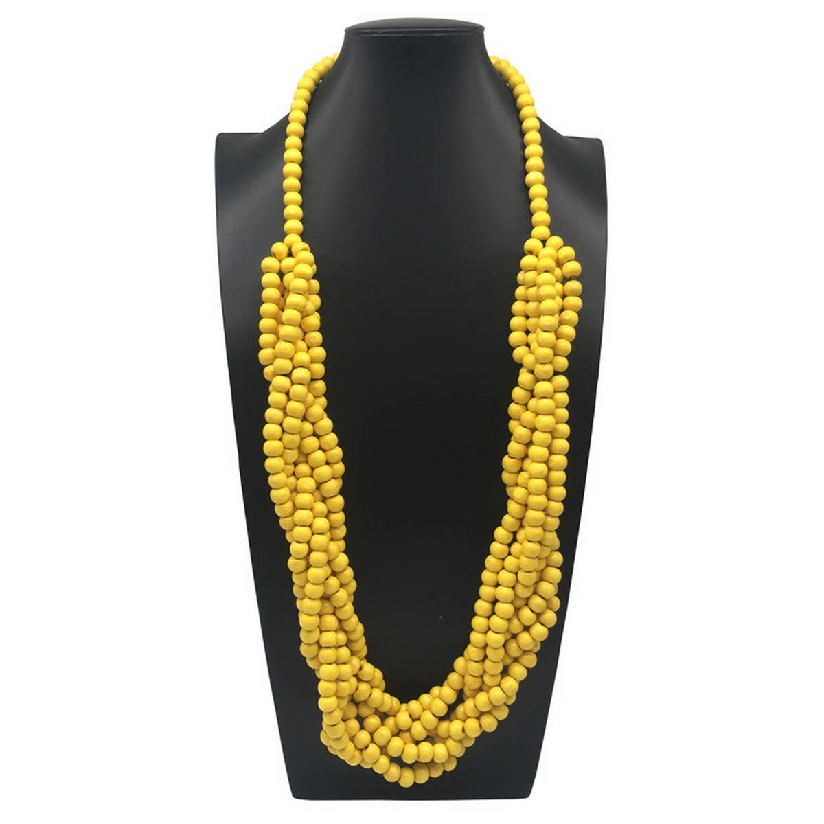 VINTAGE HAND-WOVEN LOG BEAD LONG NECKLACE