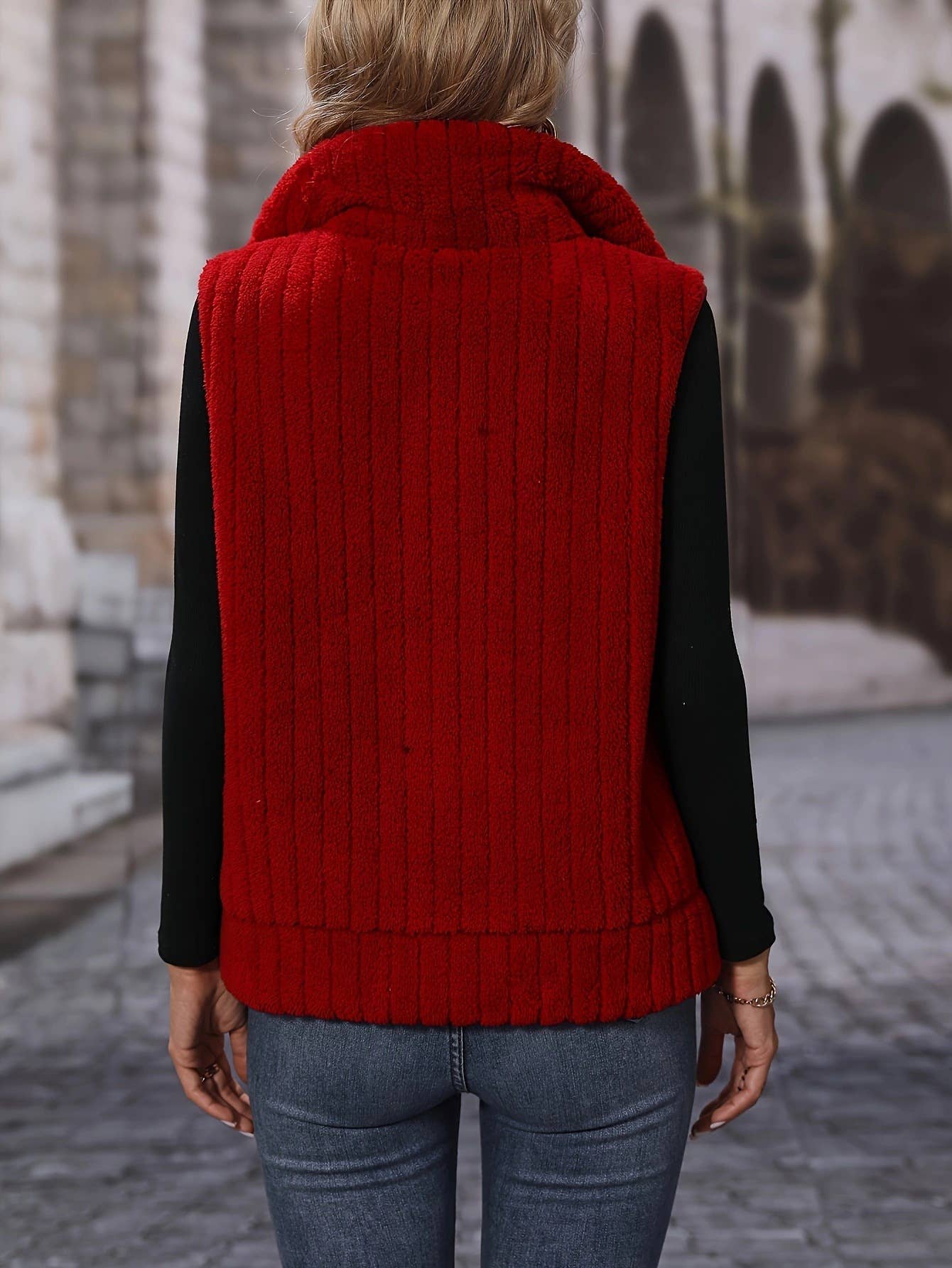 TEMPERAMENT PLUSH SOLID COLOR WAISTCOAT