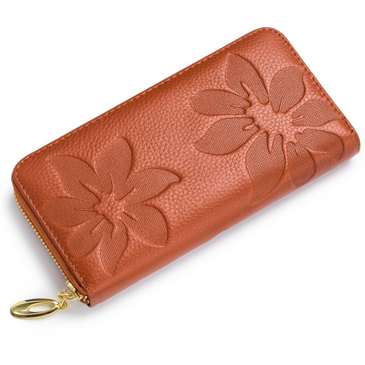 Embossed Leather Long Wallet for Women_CUAB00363