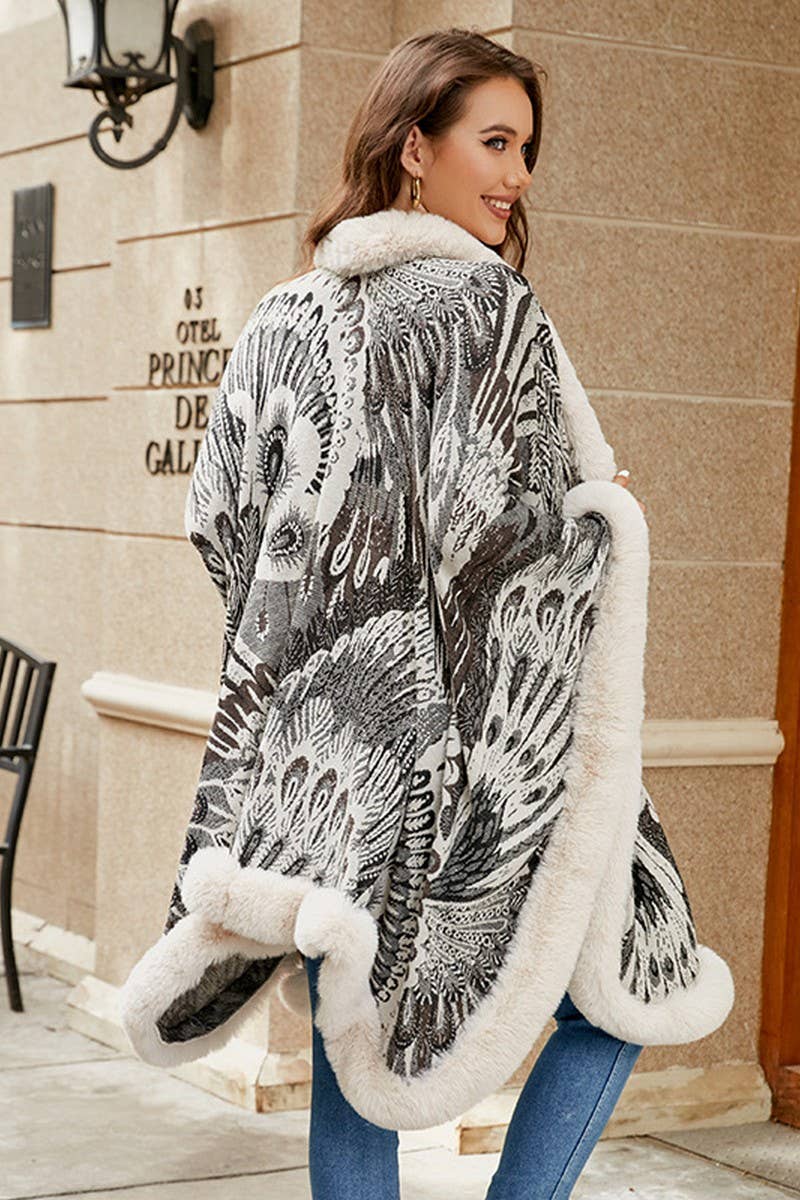 CWOCAL0870_PEACOCK FLOWER KNITTED CAPE THICKENED SHAWL