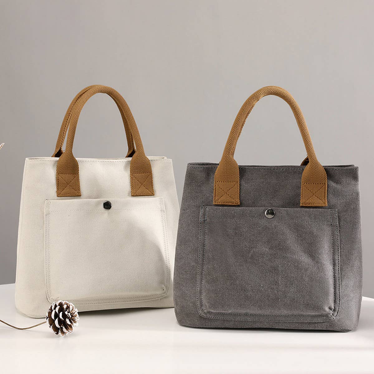 SIMPLE CANVAS UNDERARM HANDBAG TOTE BAG_CWAB1263