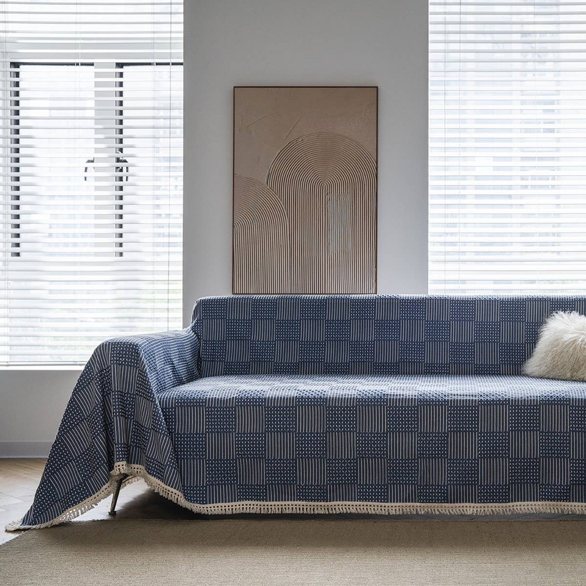 SOLID COLOR GEOMETRIC RETRO ELEGANT SOFA THROW_CWMM1655