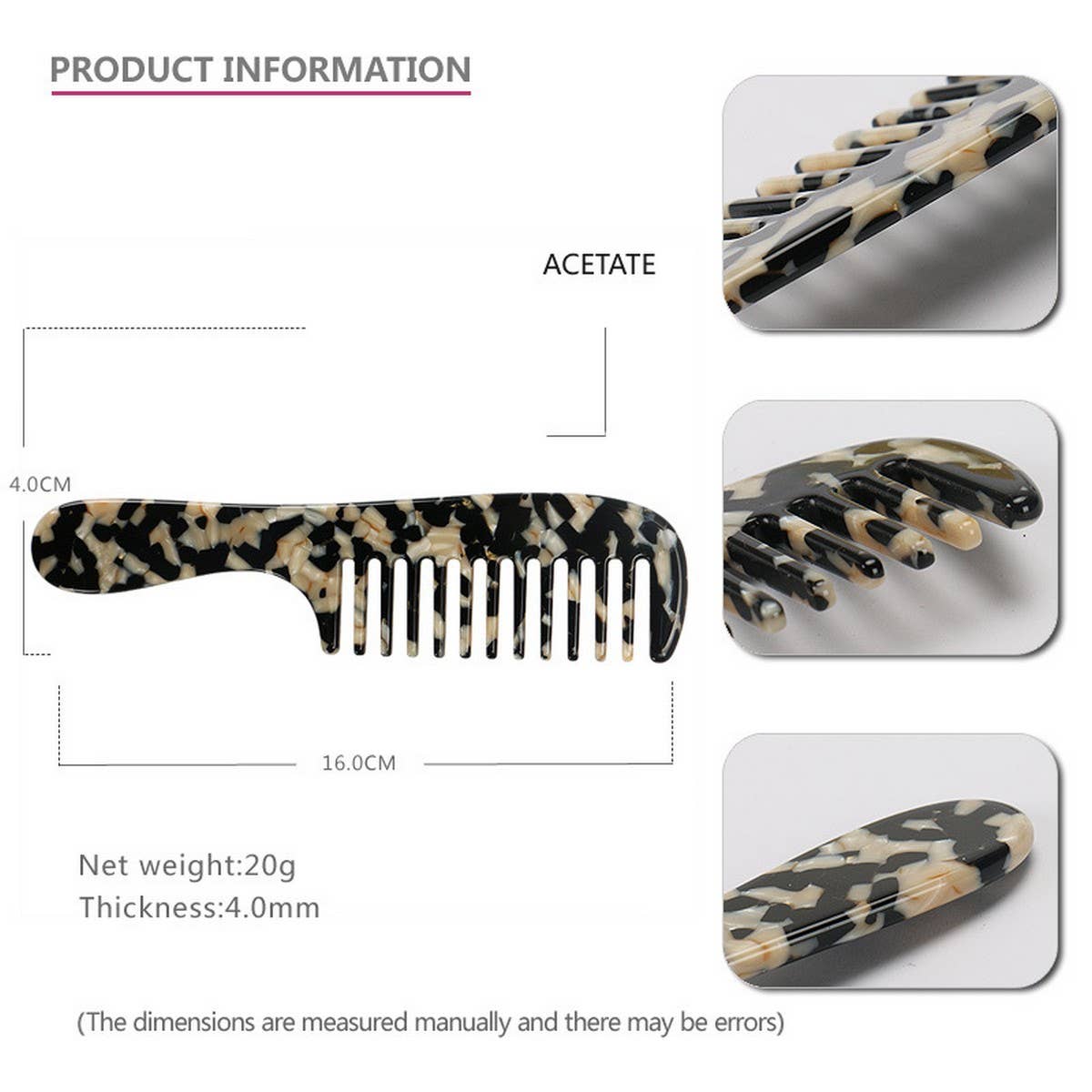 ACETATE 4MM PLATE HAIR COMB ANTI-STATIC COMB_CWAHA4181