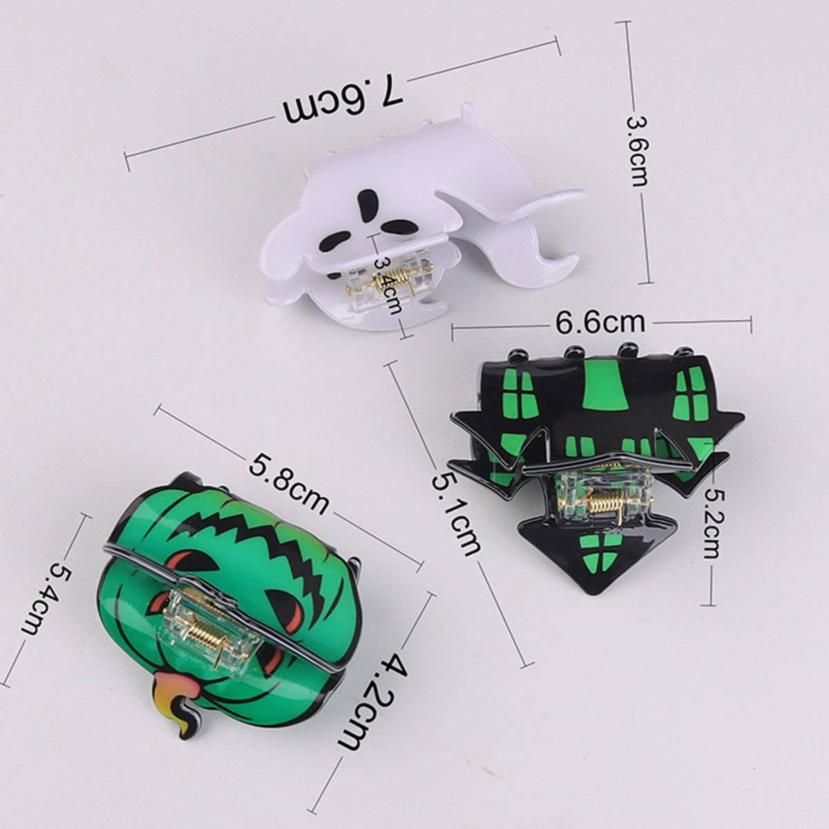 PUMPKINS, GHOSTS, HAUNTED HOUSE HALLOWEEN HAIR CLAW CLIPS