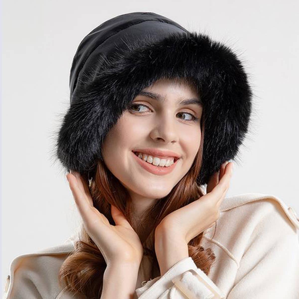 WOMEN WINTER FASHION PLUSH BUCKET HAT_CWAH0562