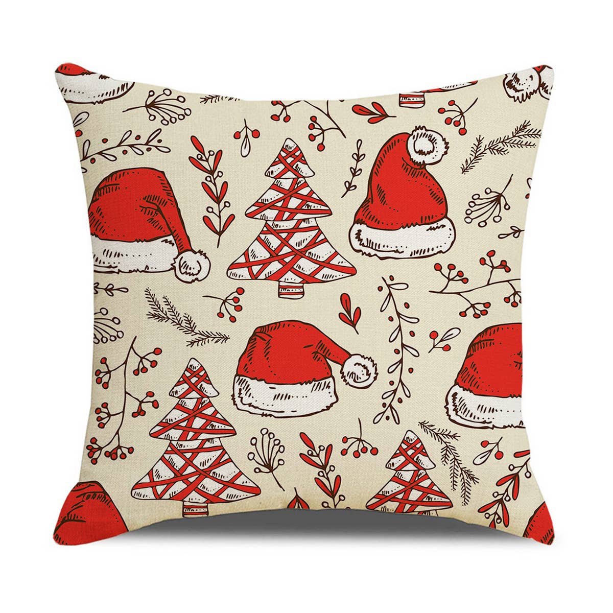 KHAKI CHRISTMAS HAT PILLOWCASE