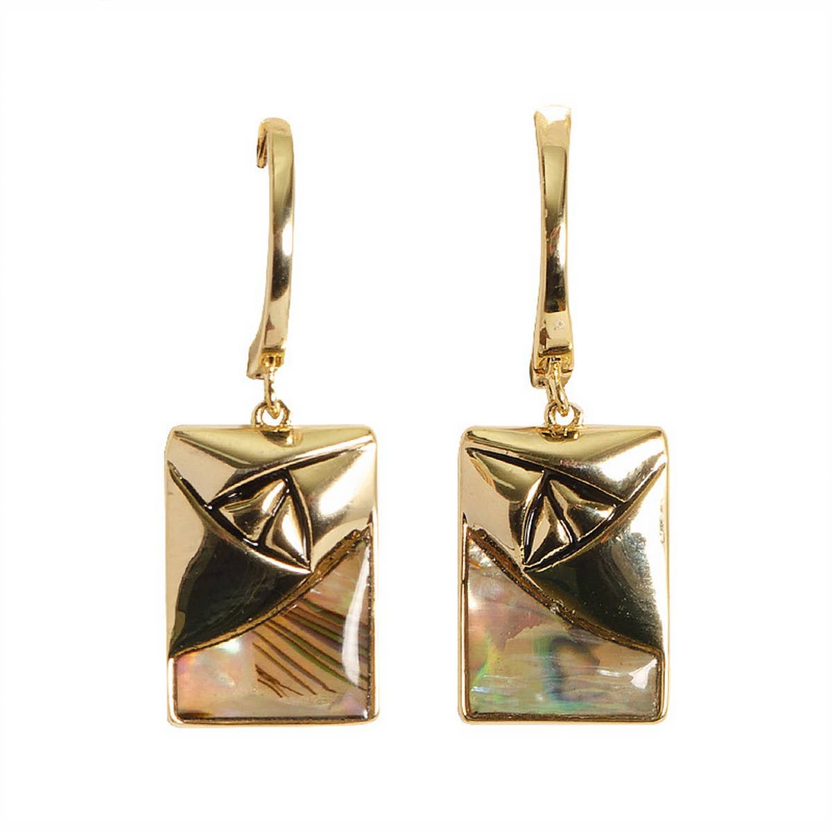 GEOMETRIC RECTANGULAR ABALONE DROP EARRINGS