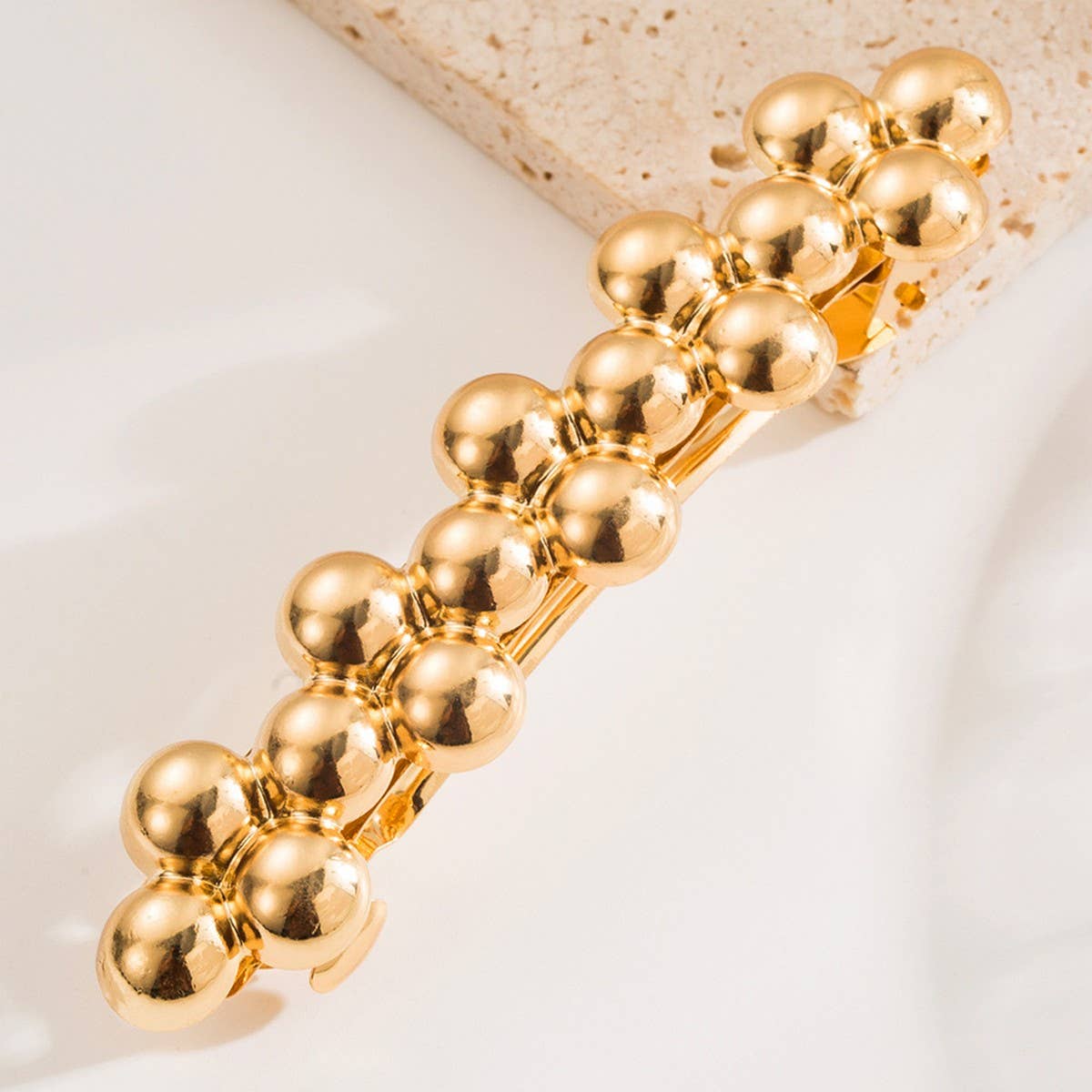 New Metal Geometric Twist Bead Spring Hair Clip