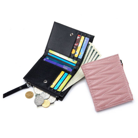 FASHION LEATHER EMBROIDERED SHORT FOLDING WALLET_CWAB3784