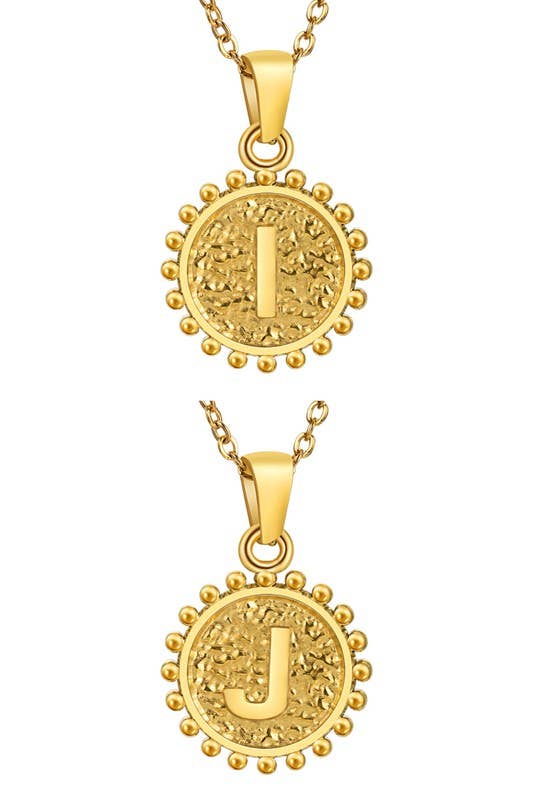 ROUND ALPHABET INITIAL PENDANT NECKLACE