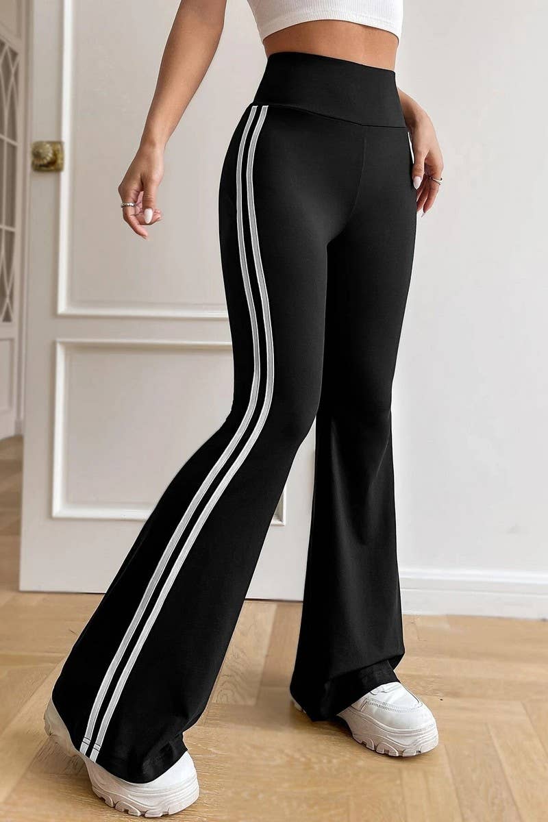 CWBLP1418_HIGH-RISE DRAPED WIDE-LEG FLARED CASUAL PANTS