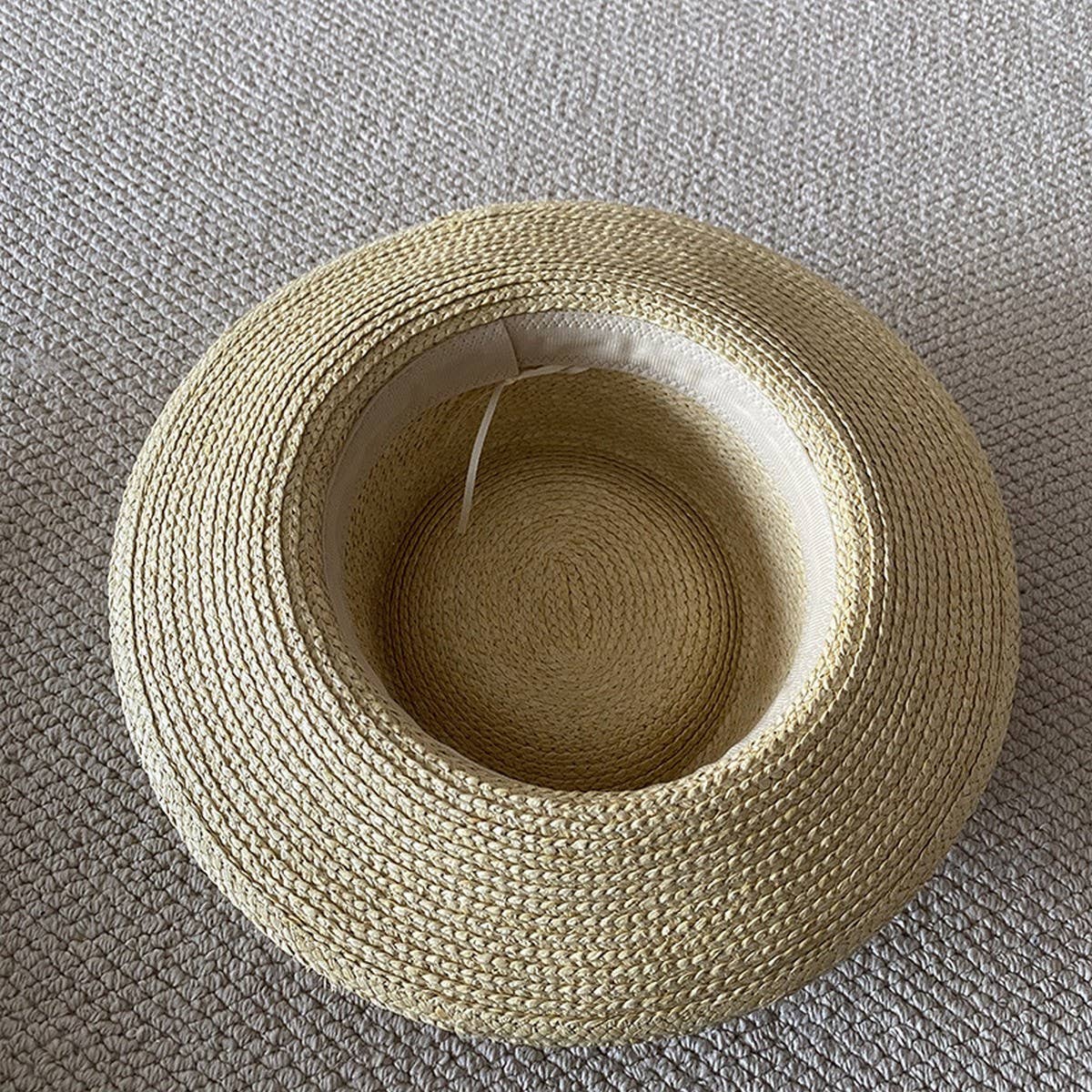 Summer raffia decorated straw hat for women_CWAH3568