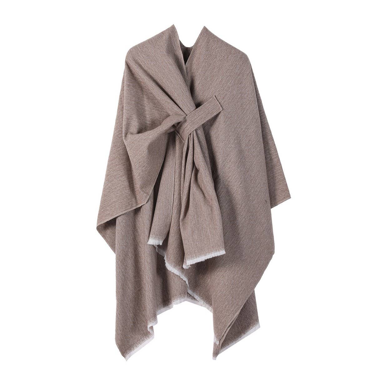 SHAWL KNITTED SOLID COLOR OBLIQUE STRAP CAPE