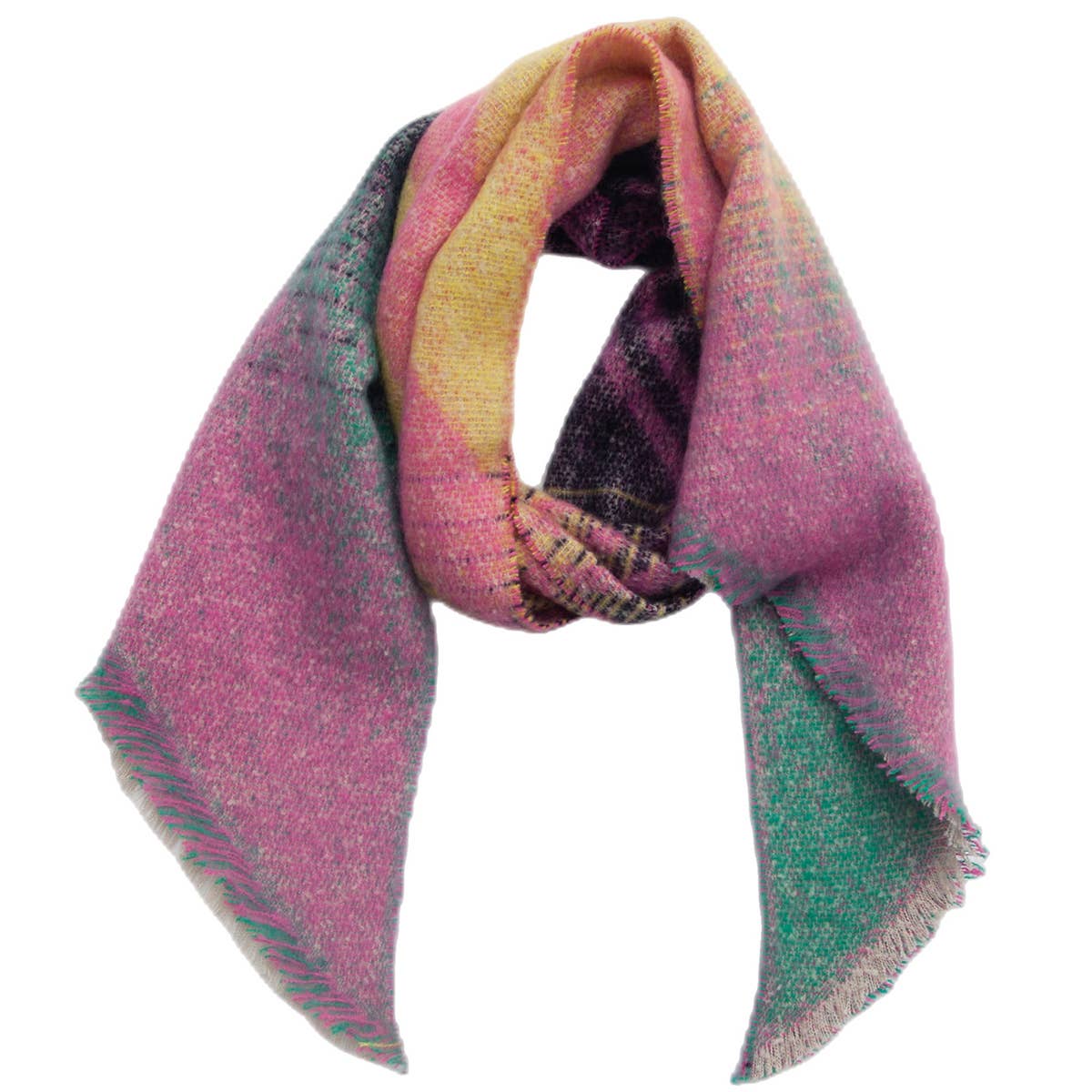 Striped Fuzzy Shawl - Thick Winter Wrap for Women_CWASC0120