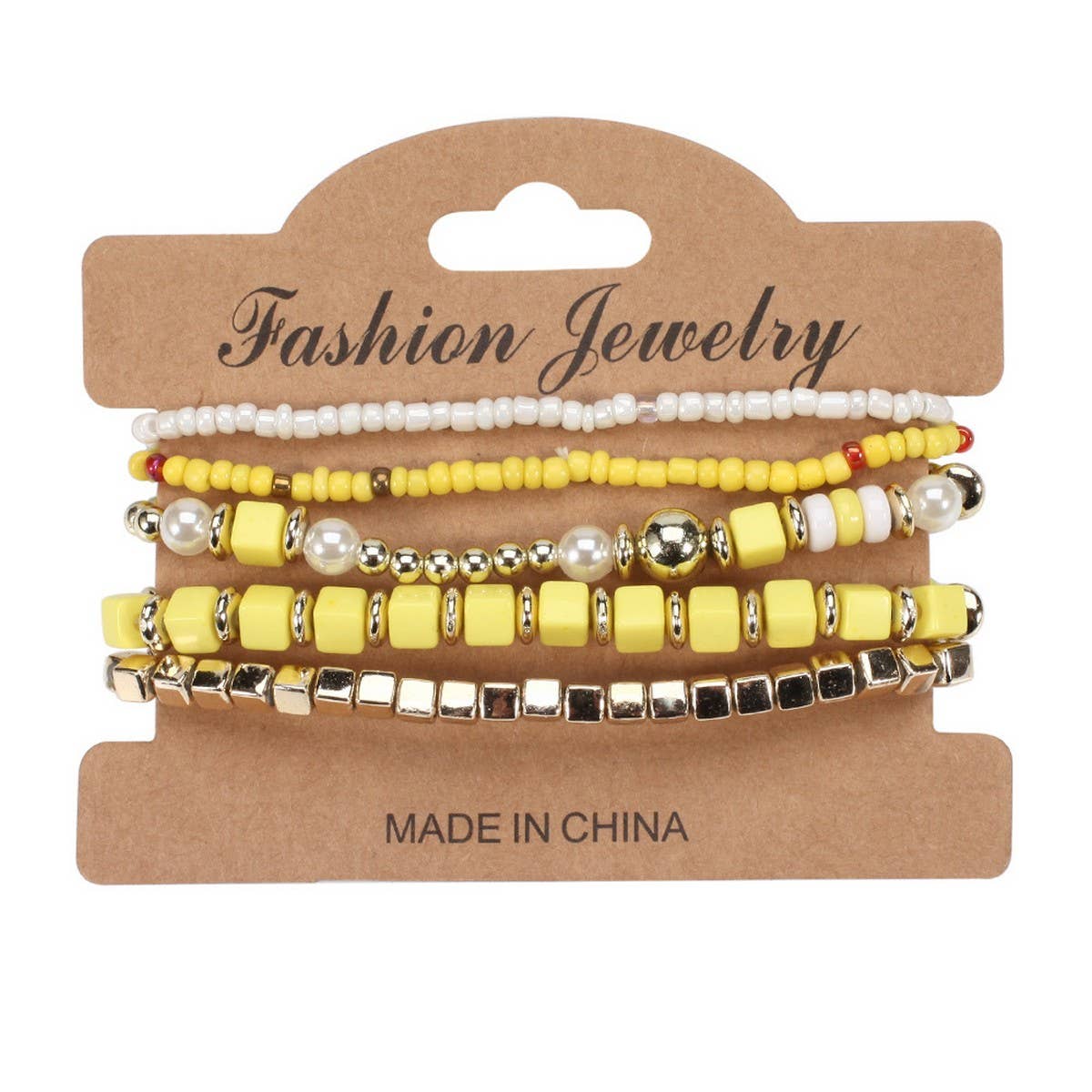 CWAJE05699_BOHO MULTI STRAND BEADED PEARL ELASTIC BRACELET