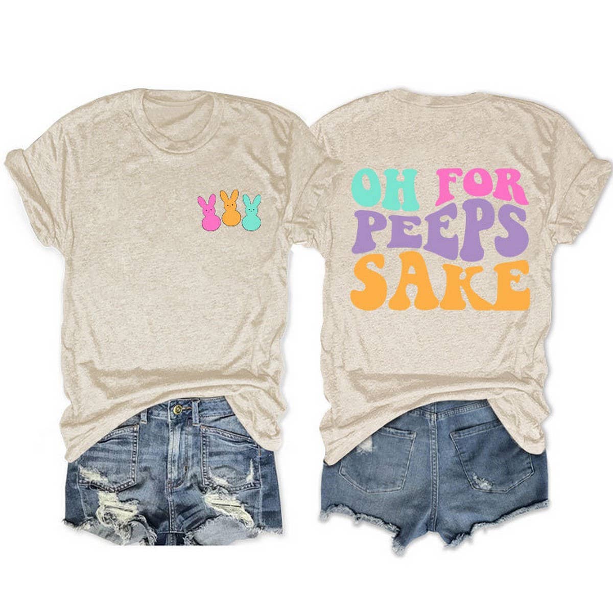 EASTER ALPHABET PRINT ROUND NECK SHORT SLEEVE TEES_CWTTS0809