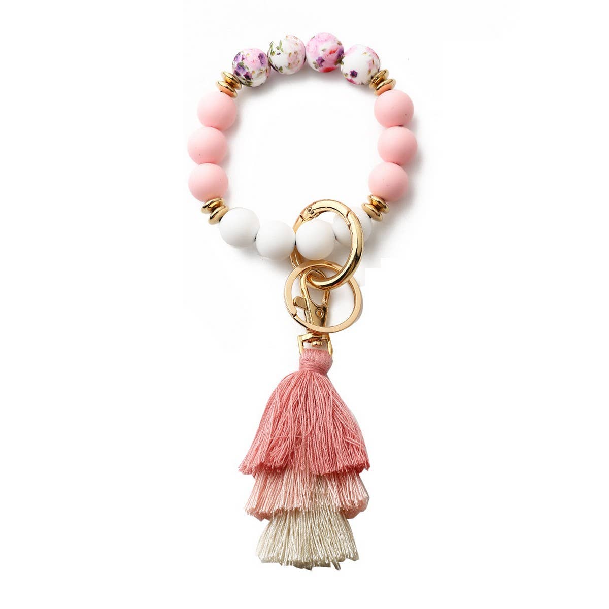 Bohemian Tassel Silicone Bead Bracelet with Prints_CWAB5019