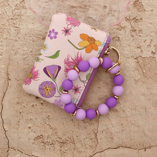 Leather Card Coin Purse Wristlet Keychain Bag_CUAB00435