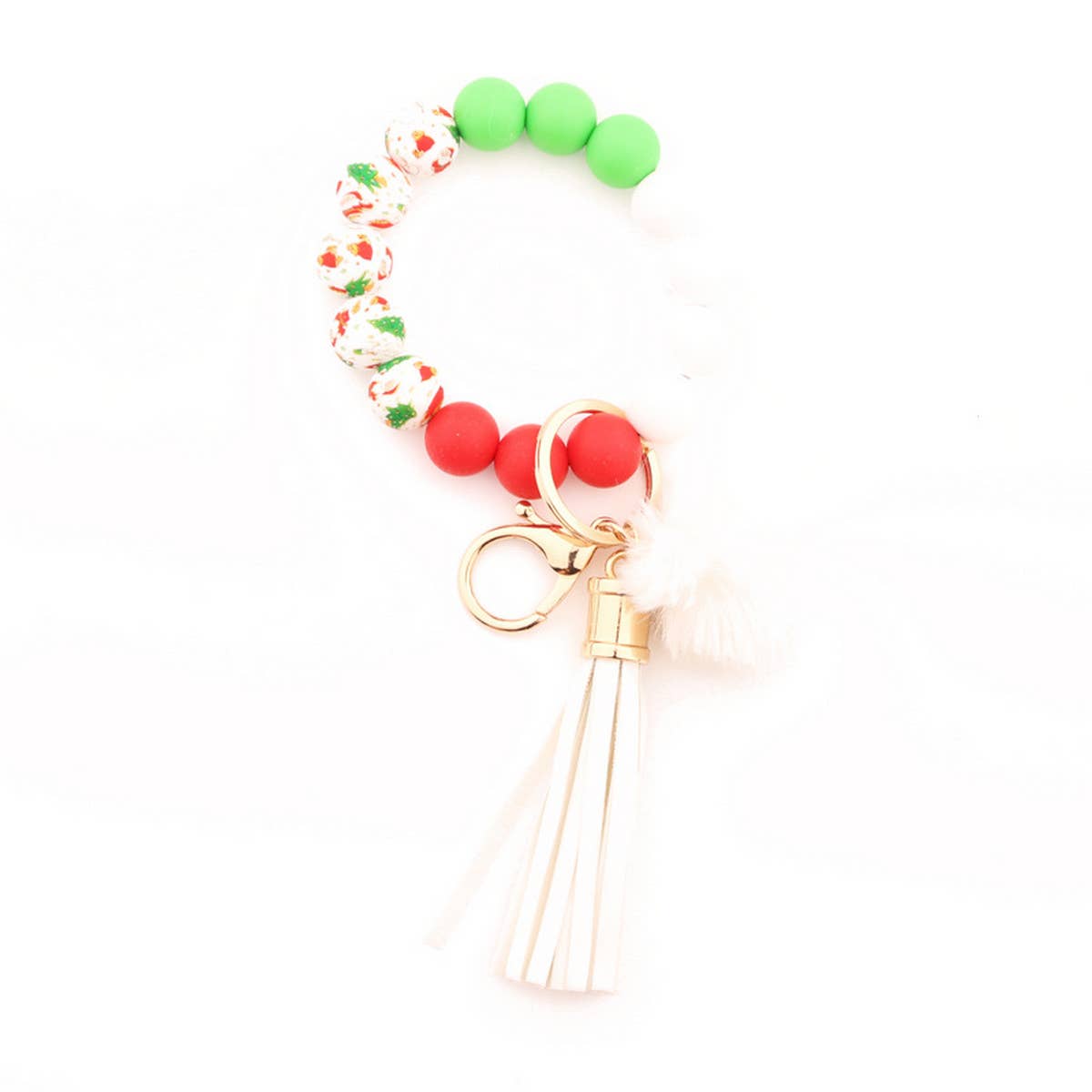 CHRISTMAS BEAD BRACELET CARD HOLDER KEYCHAIN