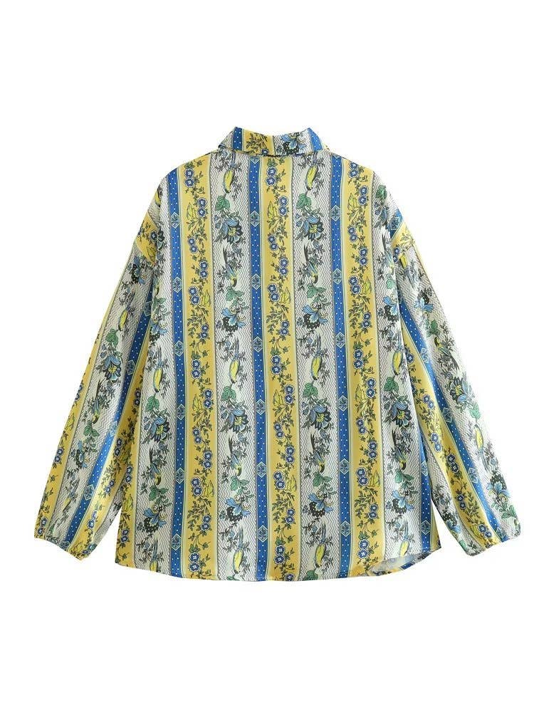 Ethnic style lapel top basic trouser suit