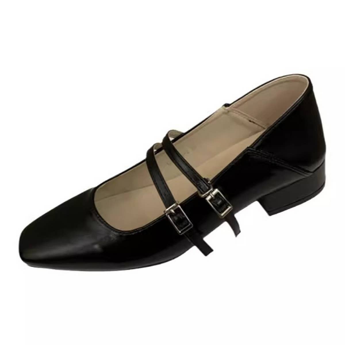 Silver Chunky Heel Mary Jane Shoes for Women