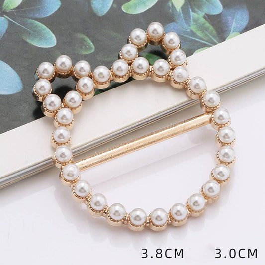 METAL CAT EARS PEARLS WITH DIAMONDS SCARF RING