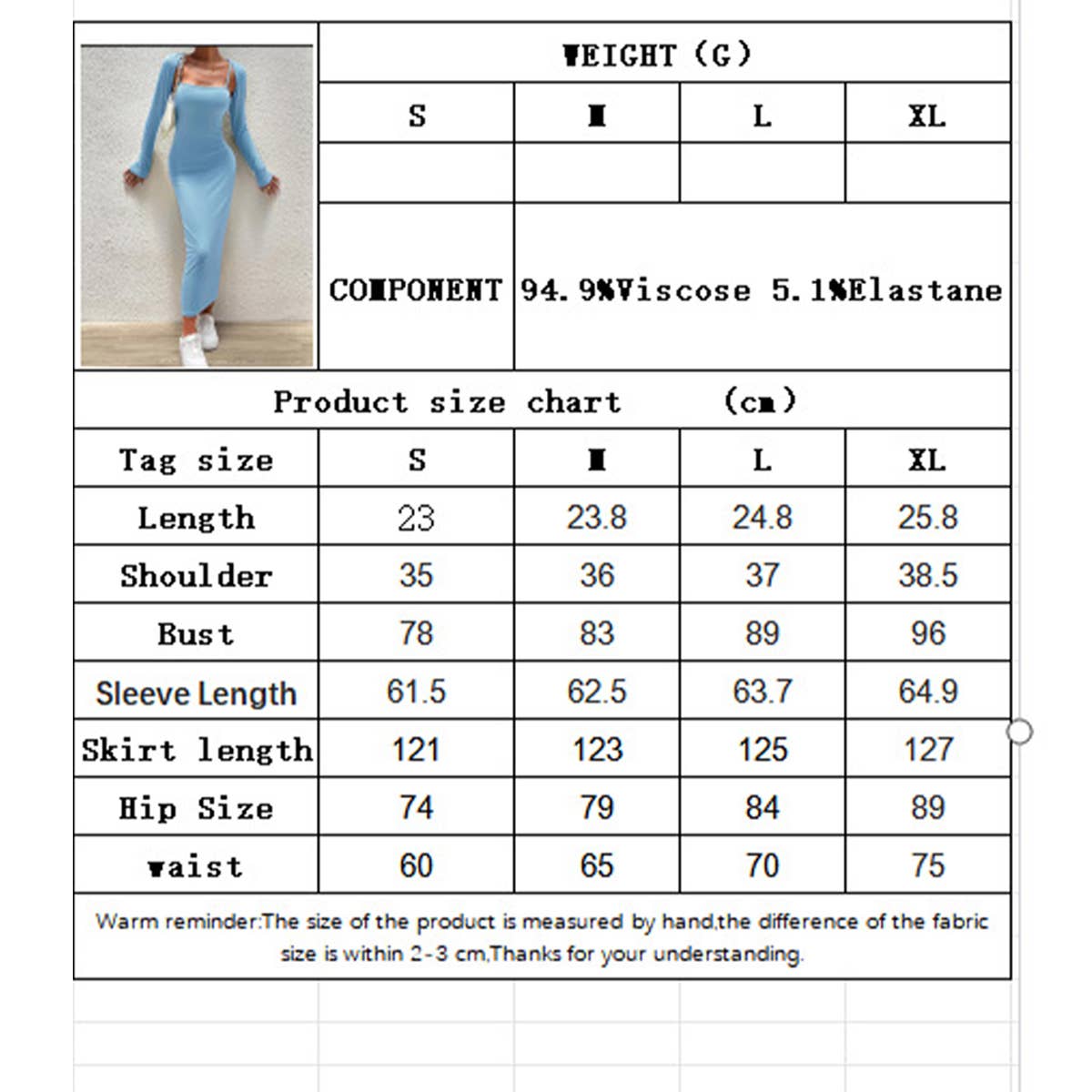 Light blue fashion set with shawl and dress