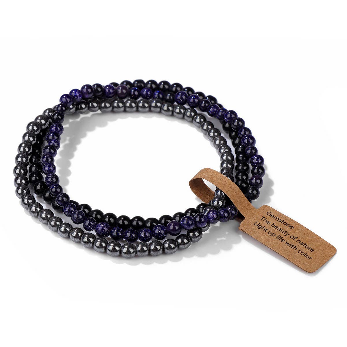 CWAJE4219_VINTAGE NATURAL STONE 4MM BEAD SET BRACELET