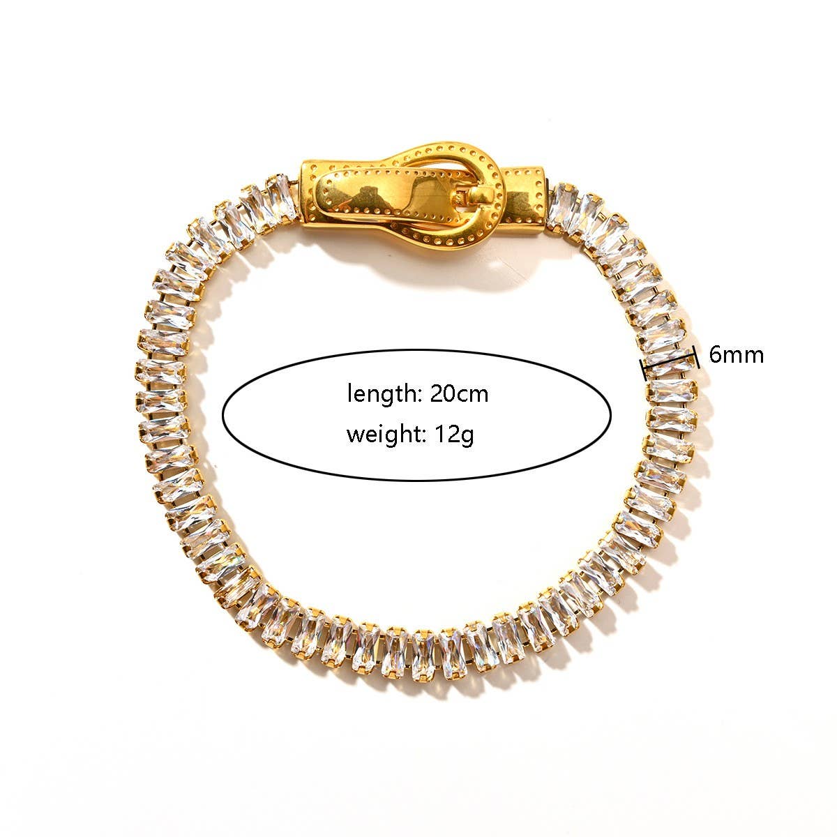 18K Stainless Steel Bracelet with Zircon Stones_CWAJE4601