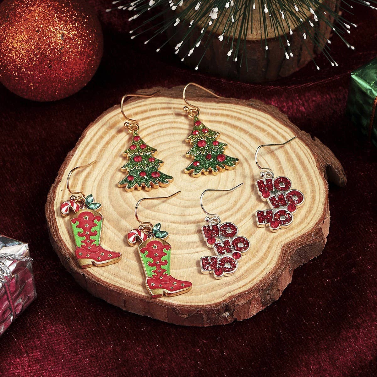 CHRISTMAS EARRING COMBINATION CARTOON EARRING SET