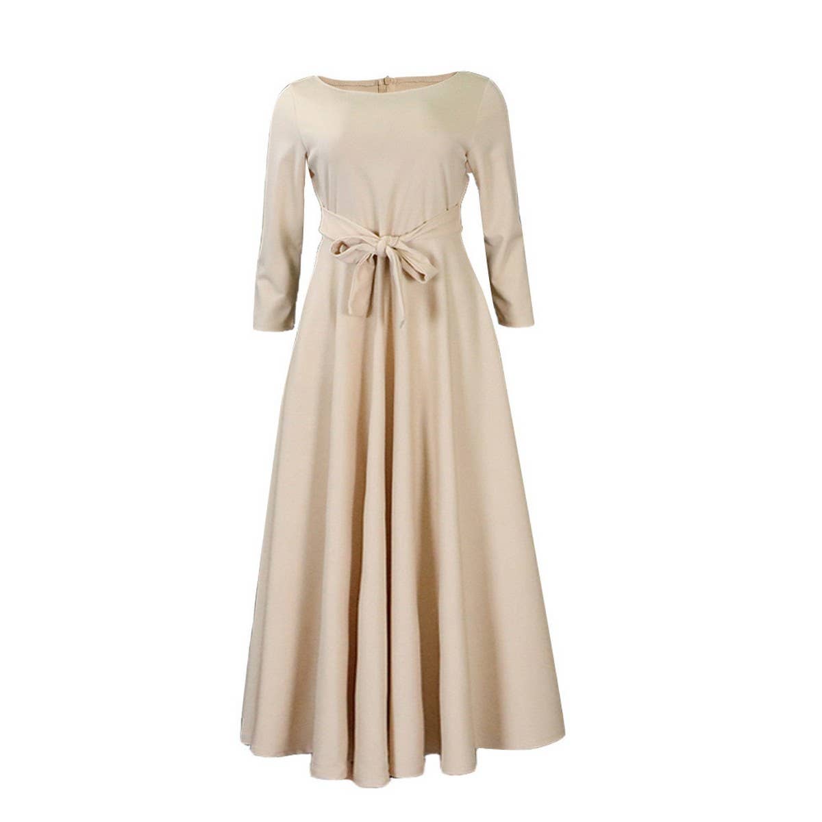 FASHIONABLE AND ELEGANT LACE-UP PLUS SIZE DRESS_CWDMD3654