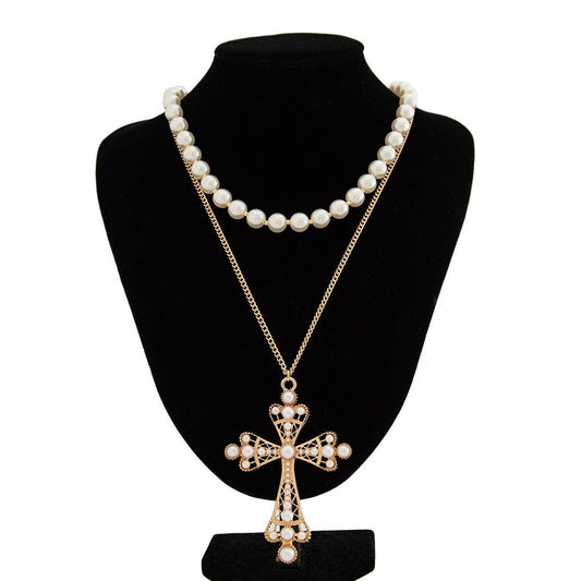 PEARL CROSS PERSONALIZED ALL-MATCH NECKLACE_CWMM3128