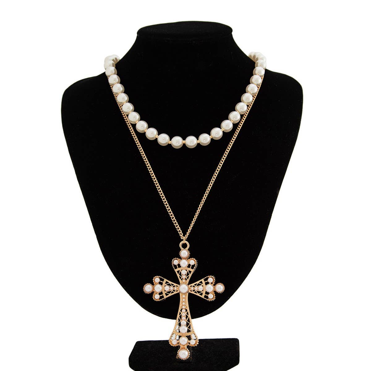 PEARL CROSS PERSONALIZED ALL-MATCH NECKLACE_CWMM3128