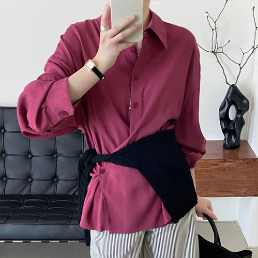 Stylish solid color shirt with side button