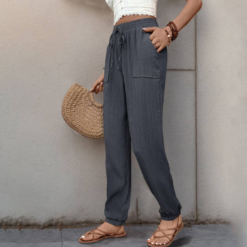 Texture sense casual long small foot pants