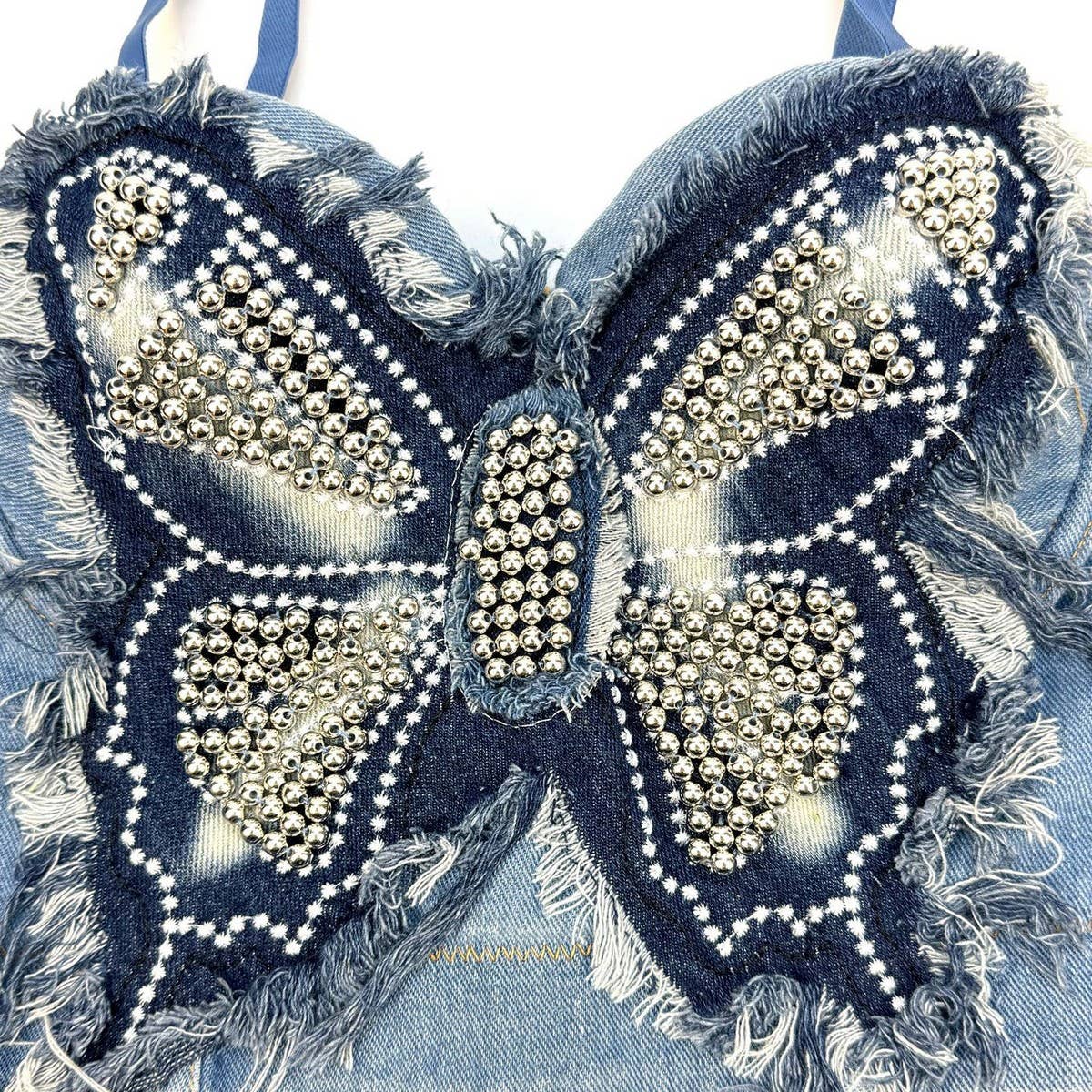 BUTTERFLY PANEL DENIM HERRINGBONE CORSET_CWMM4159