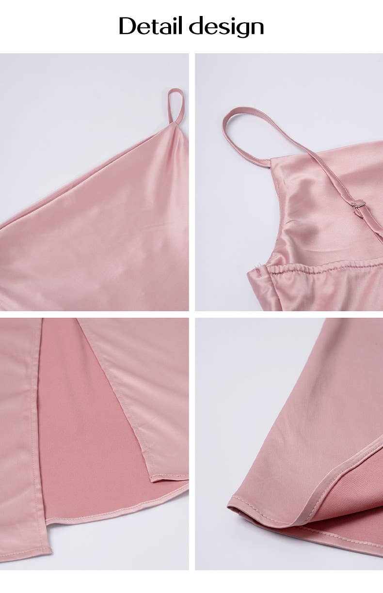 Sexy Satin Cowl Neck Bodycon Maxi Slip Dress