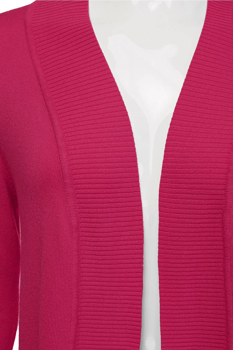 AWOCAL313_Open Front Long Sleeve Pockets Sweater Cardigan