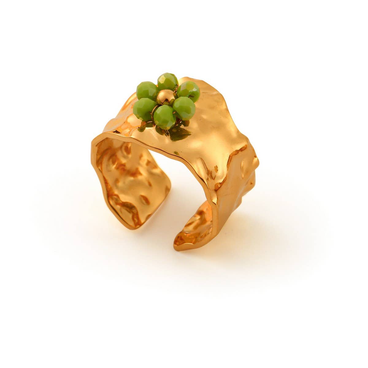 18K Stainless Steel Open Ring with Flower Design_CWMM8938