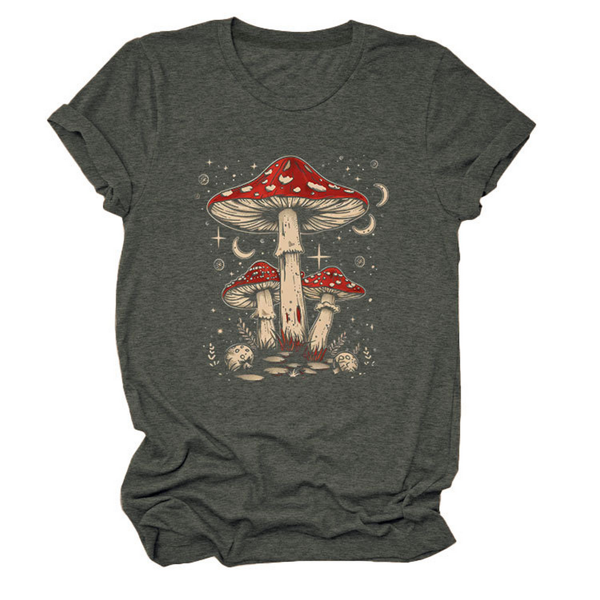 Playful Red Mushroom Print Women's Base Tee_CWTTS1510