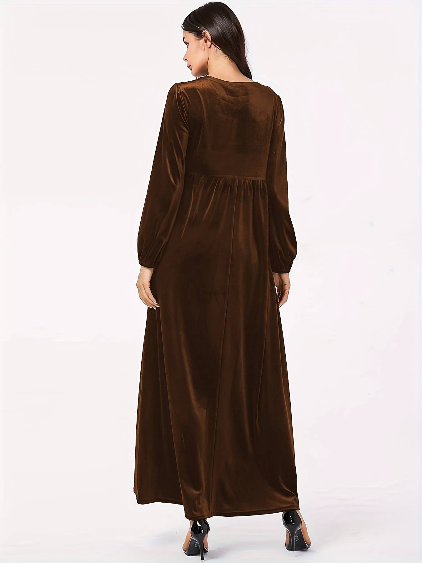 Fashionable round-neck velvet loose dress