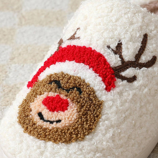 DEER PATTERNED CHRISTMA SANTA CLAUS INDOOR SLIPPER